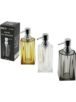 Vanch UZUN KARE TABAN - YVRLK AĞIZ - 4+4=8GEN GÖVDE ŞEFFAF - RENKLİ AKRİLİK - MİKA KRİSTAL SIVI SABUNLUK 280ML (5264)