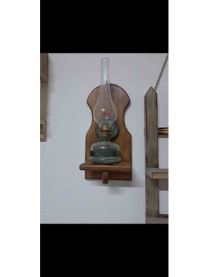 Gaz Lambası Ahşap  Aplik Duvar Standı