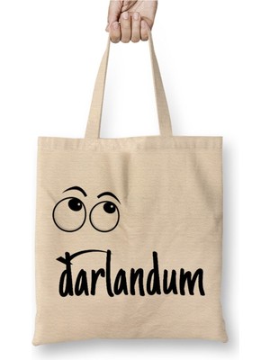 Toyaso Darlandum Karadeniz Sözleri Beyaz Bez Çanta Uzun Saplı Alışveriş Çantası Plaj Çantası