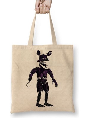 Toyaso Shadow Nightmare Foxy Beyaz Bez Çanta Uzun Saplı Alışveriş Çantası Plaj Çantası