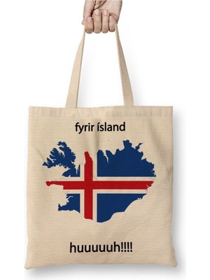 Toyaso Izlanda Fyrir Island Beyaz Bez Çanta Uzun Saplı Alışveriş Çantası Plaj Çantası
