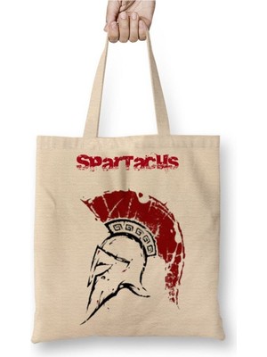 Toyaso Spartacus Beyaz Bez Çanta Uzun Saplı Alışveriş Çantası Plaj Çantası