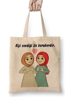 Toyaso Kız Kardeş Söz Arkadaşa Hediye Beyaz Bez Çanta Uzun Saplı Alışveriş Çantası Plaj Çantası