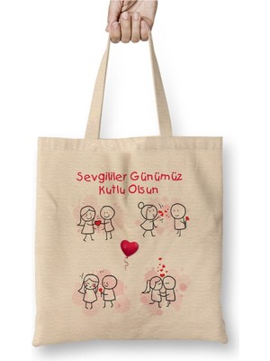 Toyaso En Çok Satılan Sevgililer Günü Sevgiliye Hediye Bez Çanta Uzun Saplı Alışveriş Çantası Plaj Çantası
