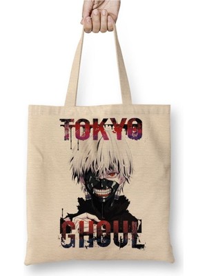 Toyaso Tokyo Ghoul Beyaz Bez Çanta Uzun Saplı Alışveriş Çantası Plaj Çantası