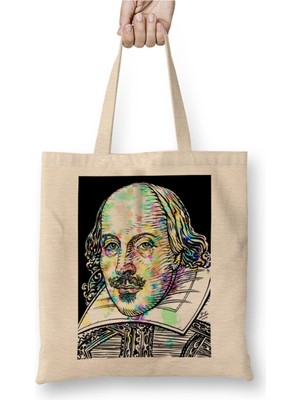Toyaso Hamlet William Shakespeare Title Page Beyaz Bez Çanta Uzun Saplı Alışveriş Çantası Plaj Çantası