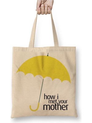 Toyaso How I Met Your Mother 04 Beyaz Bez Çanta Uzun Saplı Alışveriş Çantası Plaj Çantası