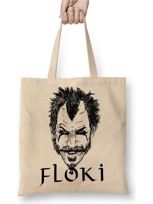 Toyaso Floki De Vikings Beyaz Bez Çanta Uzun Saplı Alışveriş Çantası Plaj Çantası
