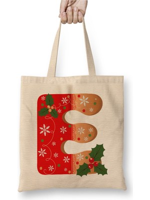 Toyaso E Harfi Beyaz Bez Çanta Uzun Saplı Alışveriş Çantası Plaj Çantası