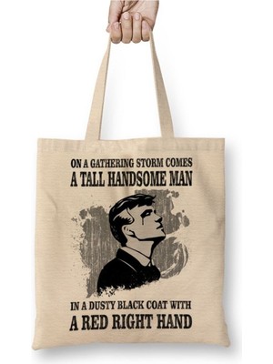 Toyaso Peaky Blinders Beyaz Bez Çanta Uzun Saplı Alışveriş Çantası Plaj Çantası