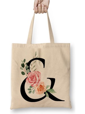 Toyaso Q Harfi Beyaz Bez Çanta Uzun Saplı Alışveriş Çantası Plaj Çantası