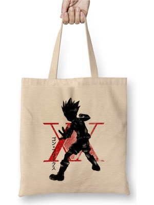 Toyaso Crimson Hunter x Hunter Beyaz Bez Çanta Uzun Saplı Alışveriş Çantası Plaj Çantası