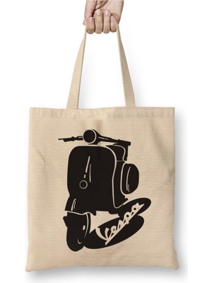 Toyaso Vespa Italia Flag Beyaz Bez Çanta Uzun Saplı Alışveriş Çantası Plaj Çantası