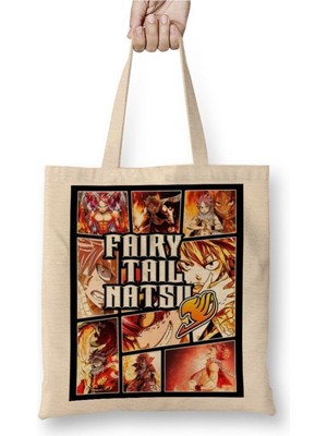 Toyaso Fairy Tail Natsu Dragneel Gta Style Beyaz Bez Çanta Uzun Saplı Alışveriş Çantası Plaj Çantası