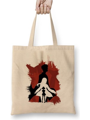 Toyaso Steins Gate The Time Traveler Beyaz Bez Çanta Uzun Saplı Alışveriş Çantası Plaj Çantası