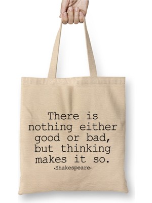 Toyaso Hamlet William Shakespeare Title Page 02 Beyaz Bez Çanta Uzun Saplı Alışveriş Çantası Plaj Çantası