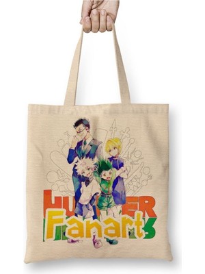 Toyaso Hunter x Hunter Gon Killua Beyaz Bez Çanta Uzun Saplı Alışveriş Çantası Plaj Çantası