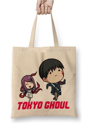 Toyaso Tokyo Ghoul Kaneki Correndo Beyaz Bez Çanta Uzun Saplı Alışveriş Çantası Plaj Çantası