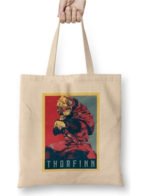 Toyaso Vinland Saga Thorfinn Political Anime Beyaz Bez Çanta Uzun Saplı Alışveriş Çantası Plaj Çantası