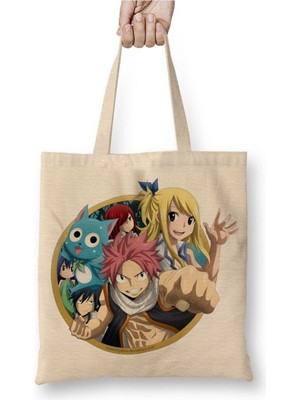 Toyaso Fairy Tail Anime Erza Scarlet Happy Lisanna Straus Bez Çanta Uzun Saplı Alışveriş Çantası
