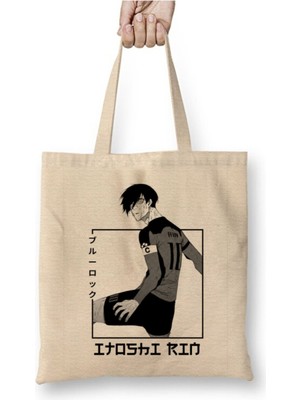 Toyaso Blue Lock Itoshi Rin Anime Beyaz Bez Çanta Uzun Saplı Alışveriş Çantası Plaj Çantası