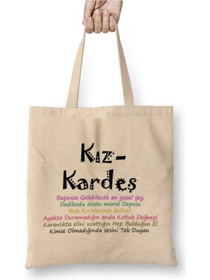 Toyaso Kız Kardeş Beyaz Bez Çanta Uzun Saplı Alışveriş Çantası Plaj Çantası