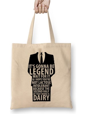 Toyaso How I Met Your Mother Legendary Beyaz Bez Çanta Uzun Saplı Alışveriş Çantası Plaj Çantası