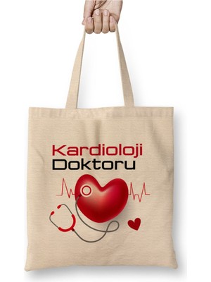 Toyaso Kardioloji Doktoru Doktor Hediye Beyaz Bez Çanta Uzun Saplı Alışveriş Çantası Plaj Çantası