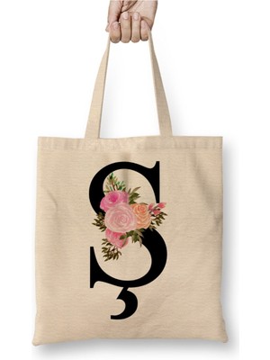 Toyaso Ş Harfi Beyaz Bez Çanta Uzun Saplı Alışveriş Çantası Plaj Çantası