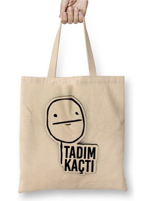 Toyaso Tadım Kaçtı Komik Söz Beyaz Bez Çanta Uzun Saplı Alışveriş Çantası Plaj Çantası