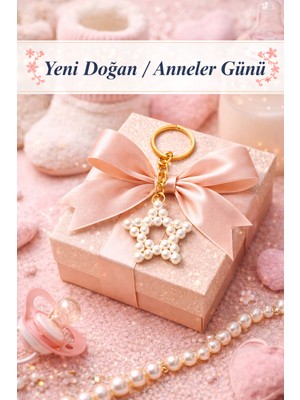 Crystal Atelier 15 Adet İnci Yıldız Anahtarlık – Yeni Doğan Doğum Günü Anneler Günü Lüks Hatıra Hediyesi