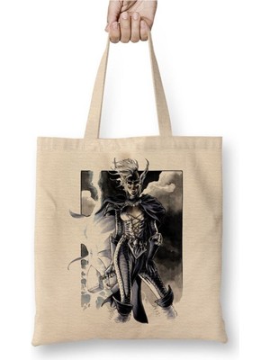 Toyaso Tempestade Thor Beyaz Bez Çanta Uzun Saplı Alışveriş Çantası Plaj Çantası