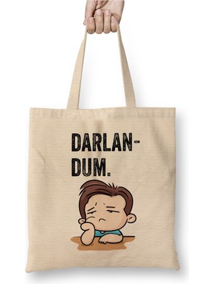 Toyaso Karadeniz Sözleri Darlandum Darlan Dum Beyaz Bez Çanta Uzun Saplı Alışveriş Çantası Plaj Çantası