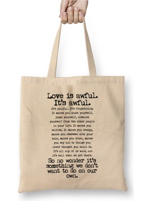 Toyaso Fleabag Love Quote Fleabag Wedding Speech Beyaz Bez Çanta Uzun Saplı Alışveriş Çantası Plaj Çantası