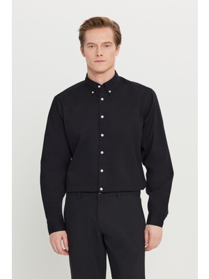 Altınyıldız Classics Comfort Fit Rahat Kesim Düğmeli Yaka Kadife Gömlek