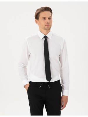 Pierre Cardin Erkek Beyaz Slim Fit Uzun Kollu Basic Gömlek 50300853-VR013