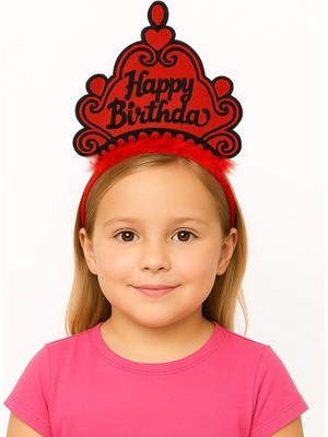 Ttt Kırmızı Happy Birthday Doğum Günü Prenses Tacı