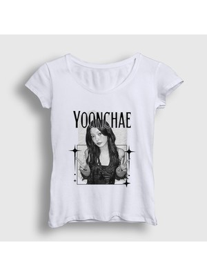 Presmono Kadın Beyaz Yoonchae V2 K Pop Katseye T-Shirt