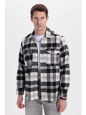 Tudors Erkek Regular Fit Rahat Kesim Kışlık Kareli Çift Cepli Çıtçıtlı Gömlek