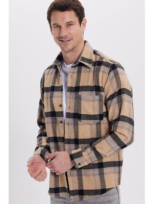Tudors Erkek Regular Fit Rahat Kesim Kışlık Kareli Oduncu Gömlek