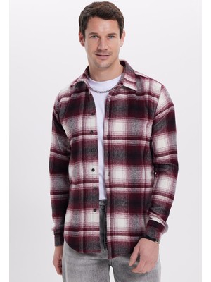 Tudors Erkek Slim Fit Dar Kesim Kareli Kışlık Oduncu Gömlek