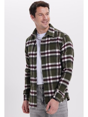 Tudors Erkek Slim Fit Kareli Kışlık Oduncu Gömlek Uzun Kol Günlük Kullanım M Renk