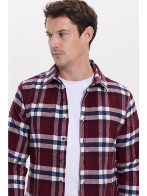 Tudors Erkek Slim Fit Dar Kesim Kareli Kışlık Oduncu Gömlek