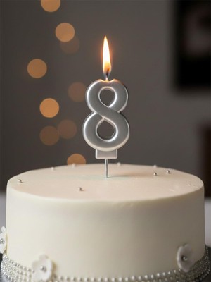 Parti Adresi Rakam Mum Gümüş No:8