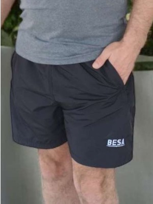 Besa Dünyası Erkek Siyah File Iç Astarlı Hızlı Kuruma Özellikli Mayo Havuz ve Deniz Şortu