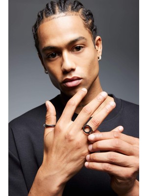 Atolyewolf x Defacto Erkek 2li Çelik Sekizgen ve Sarmal YÜZÜK E6297AXNS