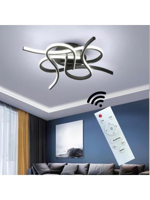 Hevsel Antrasit Gövde, Kumandalı ve 3 Renk Işık, Hayat Plafonyer Led Avize