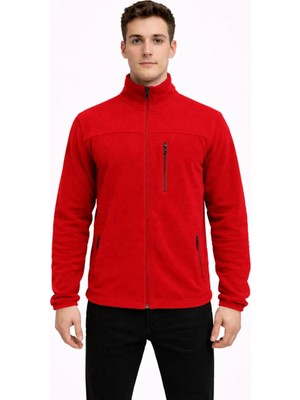 Axxel Erkek Kırmızı Polar Fermuarlı Hakim Yaka SWEATSHIRT-W1141