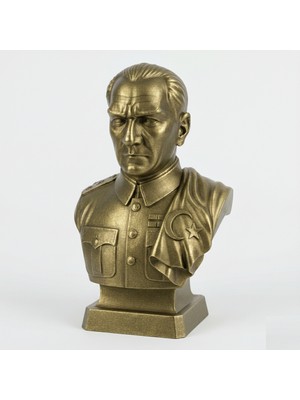 TSC Atatürk Temalı 14 cm 3D Heykel Büst Dekoratif Masa Üstü Ofis Hediyelik Bronz Renk