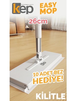 KEP Easy 26 CM Mop - Otomatik Bez Yakalayan Mop - 10 adet Kuru Bez Hediye - Eliniz Kirlenmesin!